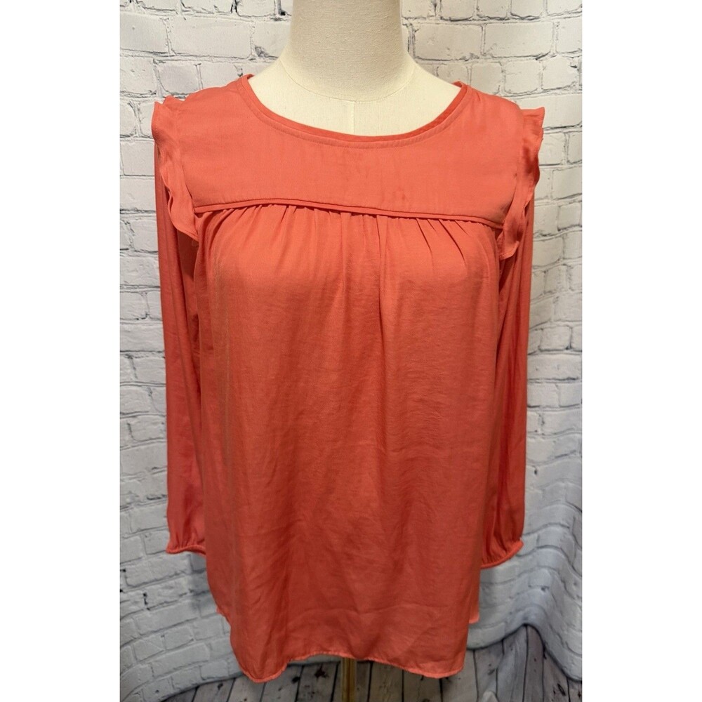 NWT Ann Taylor LOFT coral orange long-sleeve blouse Size Medium